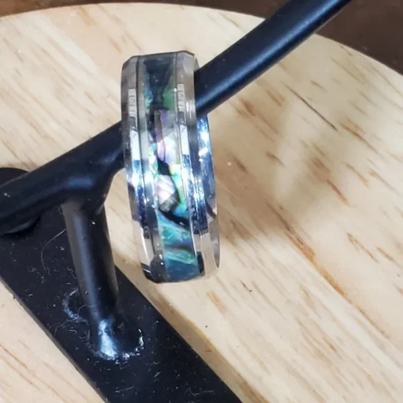 Parker Stainless Steel Abalone Shell Men's Ring 8MM - *NEW SIZES IN* - Picture 10 of 12